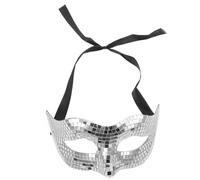 SOLUSTRE Maschera da discoteca a specchio di Halloween: maschera da ballo a mezzo volto per uomini e donne, per feste, carnevale e balli, musica, costumi, balli di fine anno, argento.