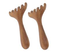 SOLUSTRE Massaggiatore per Cuoio Capelluto e Viso Pettine Gua Sha in Legno 2 Pezzi Portatile per Massaggio Punti Agopuntura Occhi e Sollievo Prurito per Relax Quotidiano