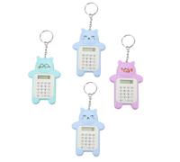 SOLUSTRE Mini Calcolatrice Orsetto Portachiavi in Plastica Display Lcd, 4 Pezzi Portachiavi Carini e Funzionali per Calcoli Rapidi in Ufficio o Scuola Colore Casuale