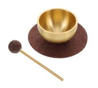 SOLUSTRE Mini Ciotola di Portatile in Metallo con Cuscino e Mazzuolo Set Accessorio Yoga per Migliorare Profondità Meditativa per Meditazione e Rilassamento
