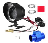 SOLUSTRE Misuratore Temperatura Acqua e Voltaggio Auto Moto, Schermo LED Chiaro, Materiale in Lega di Alluminio Nero, Dotato di Adattatore a Tre Vie per Installazione DIY in Spazi