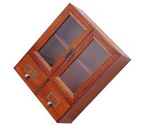 SOLUSTRE Mobiletto Portaoggetti in Legno Vintage con Doppia Porta, Espositore da Tavolo Multiuso per Trucco, Statuette e Giocattoli, Organizer Decorativo per Soggiorno e Scrivania, Robusto