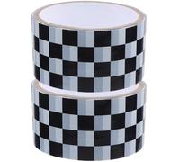 SOLUSTRE Nastro da Imballaggio Resistente a Scacchi Nero e Bianco, 2 Pezzi da 15 M X 4,8 Cm, Nastro Sigillante in Bopp per Scatole, Confezionamento Rapido Casa e Ufficio