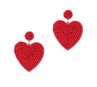 SOLUSTRE Orecchini a Cuore Rosso per Bambine, Eleganti e Comodi da Indossare, Perline Lunghe Pendenti, per Occasioni Speciali e Regali
