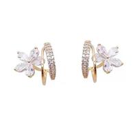 SOLUSTRE Orecchini Fiore con Artiglio in Oro Placcato Design Creativo per Effetto Multi-piercing Eleganti Ear Cuff per Donna Adatti Uso Quotidiano e Occasioni Speciali