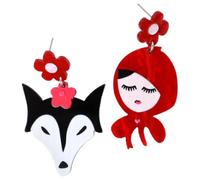SOLUSTRE Orecchini Pendenti per Donna Design Unico Cappuccetto Rosso e Lupo in Acrilico Leggero, Stile Cartone Animato, per Varie Occasioni