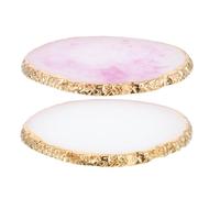SOLUSTRE Palette per Miscelare Gel e Pigmenti 2 Pezzi per Nail Art in Resina Oro Forma Irregolare Cerchio, Portatile per Viaggi e Borse Cosmetiche