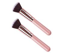 SOLUSTRE Pennello per Fondotinta Liquido 2 Pezzi Set Setole Dense e Manico Rosa in Legno per Trucco Professionale a Casa in Salone
