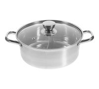 SOLUSTRE Pentola per Hot Pot in Acciaio Inossidabile 304 da 28 Cm con Coperchio, Doppia Camera per Zuppe, Adatta a Piani Cottura a Induzione a Fiamma, Rivestimento Antiaderente e Design