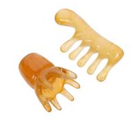 SOLUSTRE Pettine Gua Sha 2pezzi per Massaggio Chioma Design Interno Lucidato in Resina e Cera D'api, Forma Arrotondata, del Capelluto e Massaggio Testa
