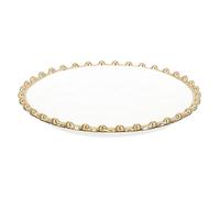 SOLUSTRE Piatto in Ceramica per Alimenti Rotondo Bordo Dorato, Piatto da Antipasto e Portata per Snack, Adatto per Colazione e Uso Domestico, Facile da Pulire come Regalo