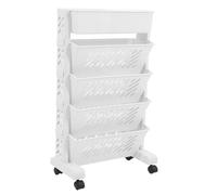 SOLUSTRE Scaffale Portaoggetti Bianco in Plastica Multi-strato Struttura Stabile e Resistenza All'usura, Libreria da Terra Mobile per Soggiorno e Cucina