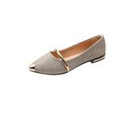 SOLUSTRE Scarpe da Donna Piatte Punta a Punta e Perle Décolleté in Gomma Antiscivolo Color Carne Eleganti e Resistenti per Shopping e Appuntamenti Confezione da 1 Paio