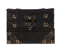 SOLUSTRE Scatola di Legno con Coperchio Incernierato, Porta Oggetti Versatile con Ampio Spazio Interno, Design Vintage come Oggetto di Scena per Film o Foto