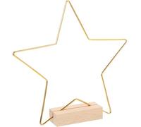 SOLUSTRE Set 1 Pezzo Decorazione Centrotavola Stella a Cinque Punte in Metallo Dorato con Base in Legno, Struttura per Ornamenti Fai da Te per Matrimoni e Feste