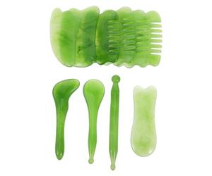 SOLUSTRE Set 10 Pezzi Gua Sha in Resina per Massaggio Corpo e Viso con Borsa Portaoggetti, Riduce Muscolare e Stress, per Schiena e Piedi