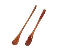 SOLUSTRE Set 2 Cucchiaini da Caffè in Legno Stile Giapponese Manico e Design a Filo per Miscelare, Riutilizzabili e Resistenti alla Ruggine
