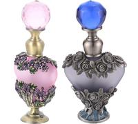 SOLUSTRE Set 2 Pezzi Bottiglie Vintage per Profumo 5ml in Vetro Colorato, Design Unico e Brillante, per Confezionare Essenze Profumate lungo Termine