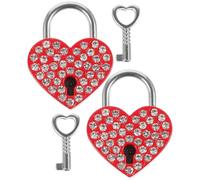 SOLUSTRE Set 2 Pezzi Lucchetti a Cuore Piccoli per Valigie e Borse, Lucchetto per Bagagli Portatile in Metallo Dorato con Chiave, Serrature per Viaggiare e Armadietti, Design Compatto