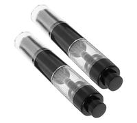 SOLUSTRE Set 2 Pezzi Pennelli da Make Up da Viaggio con Flacone Nero Pressabile, Setole Morbide in Fibra Artificiale, Design Elegante e Multifunzione per Applicazione Make Up On The Go