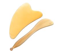 SOLUSTRE Set 2 Pezzi Piastra Raschiante Gua Sha in Materiale Sintetico per Massaggio Viso e Occhi, Aumenta Flusso Sanguigno, Stile Casual Portatile per Cura della Pelle Stile Stili multipli