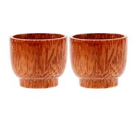 SOLUSTRE Set 2 Tazze in Legno per Tè e Vino, Bicchieri Rotondi Bordo Liscio senza Bave, Design Elegante e Naturale, per Uso Quotidiano