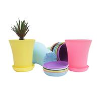 SOLUSTRE Set 20 Pezzi Vassoi Rotondi in Plastica per Vasi Piante Grasse Foro, Resistenti agli Urti per Balcone e Giardino Colore Casuale