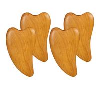 SOLUSTRE Set 4 Pezzi Strumenti Gua Sha in Legno per Massaggio Viso, Leggero e Tondo, del Viso e Viaggi, Riduce Rughe e Linee Sottili