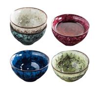 SOLUSTRE Set 4 Pezzi Tazze da Tè in Ceramica Stile Giapponese e Cinese Kung Fu per Meditazione e Degustazione Tè Verde Scatola Souvenir Elegante per Casa