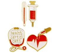 SOLUSTRE Set 4 Spille Smaltate a Tema Medico in Lega, Decorazione Elegante per Abbigliamento e Zaini, Accessori Infermiera per Festa della Mamma e Matrimonio