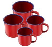 SOLUSTRE Set 4 Tazze in Smalto Rosso da 120ml a 500ml per Ufficio e Casa, Pratiche ed Eleganti, come Sostituzione di Vecchie Tazze