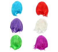 SOLUSTRE Set 6 Parrucche Bob Corte a Caschetto Colorate Retina Integrata, Parrucche Lisce per Feste Cosplay e Uso Quotidiano, Copricapi Bobo Multi Colore per Donna