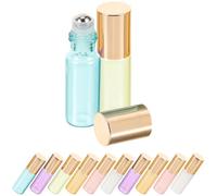 SOLUSTRE Set da 12 Flaconi Roll-on da 5 Ml in Vetro Perlato per Oli Essenziali, Bottiglie da Viaggio Portatili Chiusura Ermetica Antigoccia, per Aromaterapia e Contenitori per Profumi