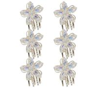 SOLUSTRE Set da 6 Mollettoni per Chioma Donna a Forma di Fiore Strass Scintillanti, in Lega di Zinco Argento, per Styling Versatile e Tenuta Sicura, per Uso Quotidiano e Spiaggia