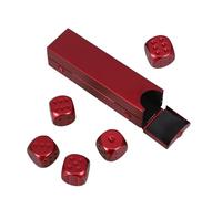 SOLUSTRE Set di Dadi in Metallo, Dadi da Gioco da Tavolo in Lega di Alluminio Rosso, 6 Facce Arrotondate, con Custodia Rettangolare, Portatile, per Ktv e Natale, per Famiglie e Gruppi