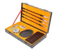 SOLUSTRE Set Pennelli per Calligrafia Cinese 10 Pezzi Pietra per Inchiostro Portatile e Bastoncino Inchiostro, Forniture per Esercizi Calligrafici Studenti e Studio, Accessori Tradizionali