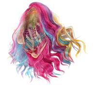 SOLUSTRE Short Rainbow Colored Curly Wig per Ragazze Wavy Mermaid Cosplay Capelli Sintetici Leggeri Costume Halloween e Feste Tema