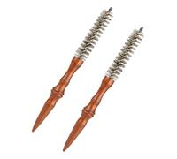 SOLUSTRE Spazzole Rotonde Mini a Spirale e Manico in Legno con Setole di Cinghiale Set da 2 Styling Facile per Barba e Baffi a Casa in Ufficio