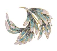 SOLUSTRE Spilla da Bavero Donna in Metallo a Forma di Piuma, Spilla Gioiello Decorativa per Giacche, Cappotti e Sciarpe, Accessorio Elegante per Banchetti, Matrimoni e Eventi Aziendali