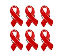 SOLUSTRE Spille Nastro Rosso per Prevenzione in Lega di Zinco, 6 Pezzi, Facili da Indossare e Togliere, Supporto e Determinazione nella Lotta, Accessorio Pratico e Delicato