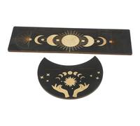 SOLUSTRE Supporto per Carte dei Tarocchi in Legno 2 Pezzi Forma Rettangolare e Fase Lunare, Resistente All'usura, Elegante per Decorazione Casa e Ristorante