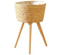 SOLUSTRE Supporto per Vasi di Fiori in Legno Robusto, Cestino Portavasi Intrecciato Piccolo da Interno per Piante, Mensola Porta Piante Salvaspazio per Soggiorno e Balcone