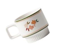 SOLUSTRE Tazza da Latte Vintage in Ceramica Retrò Motivo Floreale, Tazza da Caffè Decorativa per Casa e Ufficio, Bicchiere Portatile per Bere Acqua, Tazzina Espresso Bordi Lisci Sicuri,