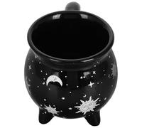 SOLUSTRE Tazza in Ceramica Forma Calderone da 450ml, Tazza da Strega Decorativa Versatile per Casa e Centrotavola Originale e Creativa Colore Nero