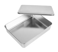 SOLUSTRE Teglia per Tiramisù Rettangolare in Acciaio Inossidabile 28x22x6 Cm con Coperchio, Tortiera Profonda per Forno, Contenitore Multiuso per Dolci e Conservazione in Cucina