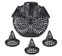 SOLUSTRE Trappola da Pesca per Gamberi e Granchi Rete Resistente Riutilizzabile in Plastica Set Portatile 3 Coperchi e Gabbia 3 Fori Nera per Pesca all’Aperto e Cattura Multifunzione