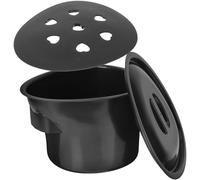 SOLUSTRE Vasino Nero in Plastica con Coperchio per Anziani e Disabili, Pratico e Isolante, Adatto a Bagno e Sedie Doccia, Set Stile Casuale