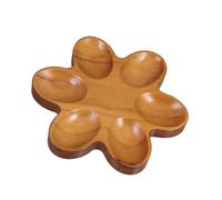 SOLUSTRE Vassoio per Uova in Legno Marrone per Frigorifero, Porta Uova Robusto e Facile da Pulire, Forma Fiore a Sei Petali, per Riunioni Familiari