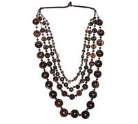 SOLUSTRE Vintage Fatta Versatile Multistrato in Legno e Guscio di Cocco Lunga Perline Color Caffè Donna per Abbinamenti