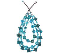SOLUSTRE Women Retro Bohemia Style Necklace, Coconut Shell and Wooden Beads, Blue, 13.76 Inch, Beach Jewelry for Women